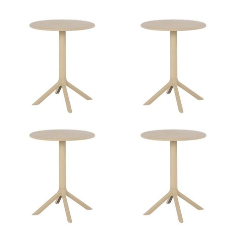 Kit 4 Mesas de Jantar Redonda Área Externa Taormina Drops Fratini 60 Cm (larg) Polipropileno Fendi