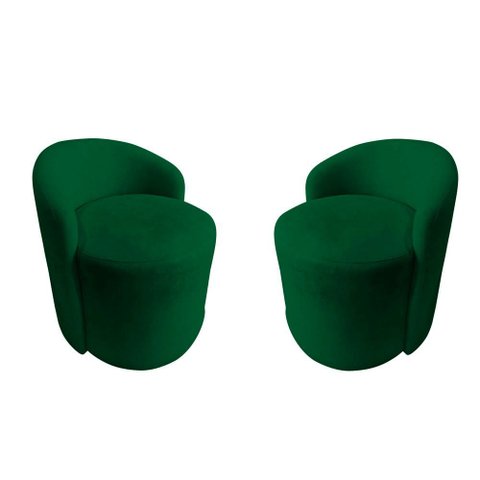 Kit 2 Poltronas Decorativa Yara Orgânica Bouclé Verde