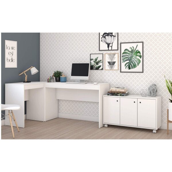 Conjunto Home Office 2 Peças Mesa em L e Balcão 3 Portas BRV Móveis é boa?