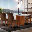 Ver imagem 1 de Sala de Jantar Mesa Olimpia 120 Tampo em Mdf Vidro Canto Reto com 4 Cadeiras Grecia