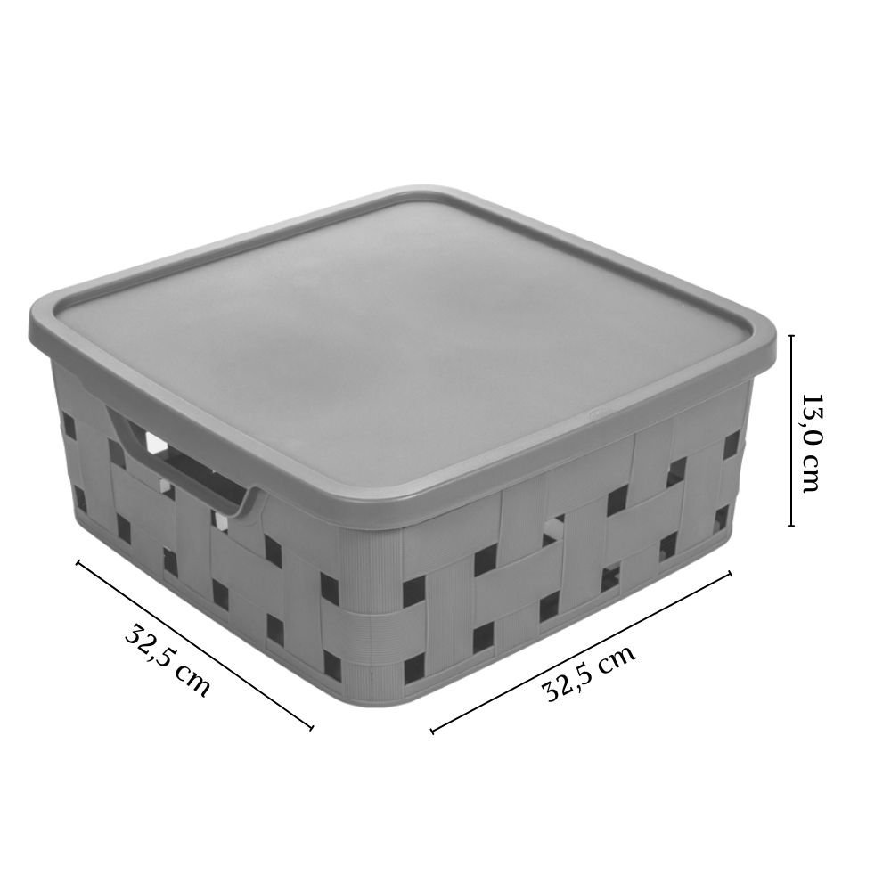 Caixa organizadora quadrada com tampa fita 11 litros Plasutil ref. 15026 - 3