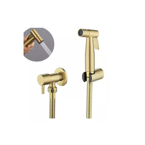 Ducha Higiênica Cor Dourada 1/4 Volta Luxo Gatilho Aço Inox 304 - Brinovar