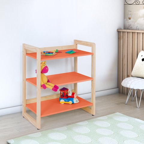 Estante Infantil Baixa para Livros e Brinquedos Diversos 64x75cm Colorê Laranja