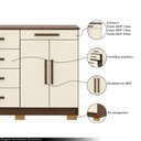 Ver imagem 3 de Cômoda Sapateira Batel 5 Gavetas 2 Porta de Bater com Prateleira Nogueira/offwhite G98 - Gran Belo