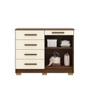 Ver imagem 5 de Cômoda Sapateira Batel 5 Gavetas 2 Porta de Bater com Prateleira Nogueira/offwhite G98 - Gran Belo