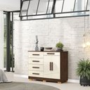 Ver imagem 1 de Cômoda Sapateira Batel 5 Gavetas 2 Porta de Bater com Prateleira Nogueira/offwhite G98 - Gran Belo