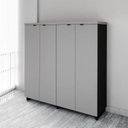 Ver imagem 1 de Armário Alto Duplo 1,58m para Escritório com 4 Portas de Abrir e Puxadores Metálicos F5 Office Cinza