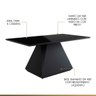 Mesa de Jantar Retangular 6 Lugares 180x100cm Lia Tampo Vidro Preto Ccs - 2