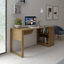Ver imagem 3 de Mesa para Escritório com Livreiro Industrial Tecnomobili Me4182 Cor:amêndoa