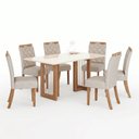 Ver imagem 2 de Conjunto Sala de Jantar Mesa 6 Cadeiras Yara Off White/Nature/Linho