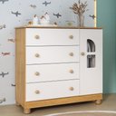 Ver imagem 1 de Cômoda Infantil 95cm 1 Porta com Vidro e 4 Gavetas Nina Multimóveis Mp4505 Madeirado/branco