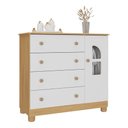 Ver imagem 2 de Cômoda Infantil 95cm 1 Porta com Vidro e 4 Gavetas Nina Multimóveis Mp4505 Madeirado/branco