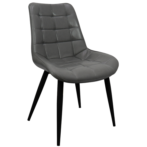 Cadeira Romana Provence Poltrona Estofada Pu Vintage Retro Pés Preto - Cinza