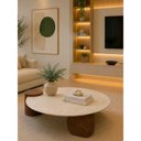 Ver imagem 6 de Mesa de Centro Orbita Redondo Mármore Travertino Madeira 110cm Café Modelar Art Moveis