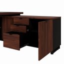 Ver imagem 7 de Escrivaninha Mesa Escritório Diretor em L com Armário Lateral e Caixa de Tomadas 3 Gavetas 180cm Cor