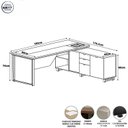 Ver imagem 3 de Escrivaninha Mesa Escritório Diretor em L com Armário Lateral e Caixa de Tomadas 3 Gavetas 180cm Cor