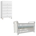 Ver imagem 1 de Berço Americano Lara e Cômoda Gaveteiro Ternura Baby Branco Brilho - Incorplac