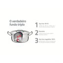 Ver imagem 3 de Panela Cocotte Professional em Aço Inox com Fundo Triplo e Tampa Plana 14 Cm 1,1 L