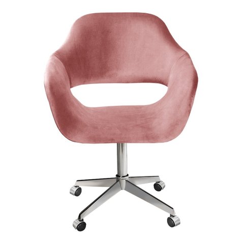 Cadeira Para Escritório E Home Office Zara Base Giratória - Veludo Rosê