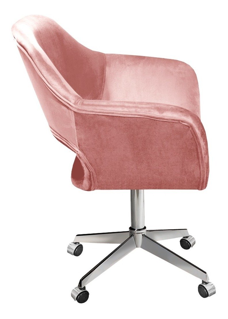 Cadeira Para Escritório E Home Office Zara Base Giratória - Veludo Rosê - 2