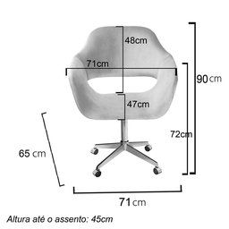 Cadeira Para Escritório E Home Office Zara Base Giratória - Veludo Rosê - 4
