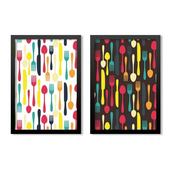 Conjunto 2 Quadros Decorativos Arte Talheres Los Quadros - 1