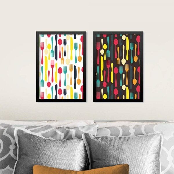 Conjunto 2 Quadros Decorativos Arte Talheres Los Quadros - 2