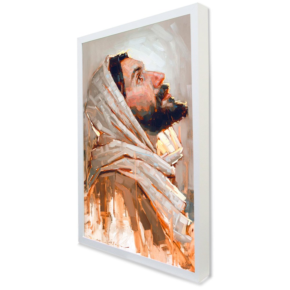 Quadro Decorativo Jesus Cristo Luz Divina em Moldura Caixa TaColado Moldura Trad 1cm Madeira Escura  - 2