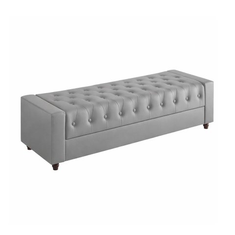 Puff Baú Calçadeira 160cm Heste Courino Cinza - Sallar Home