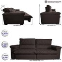 Ver imagem 2 de Sofá Retrátil e Reclinável 2,35m Molas Ensacadas Cama inBox Big Home Bordado 3D Linho Marrom
