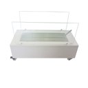 Ver imagem 2 de Lareira Ecológica 60 Cm Inox Etanol Álcool Rodízios Vidros Aquecedor Branca Branco