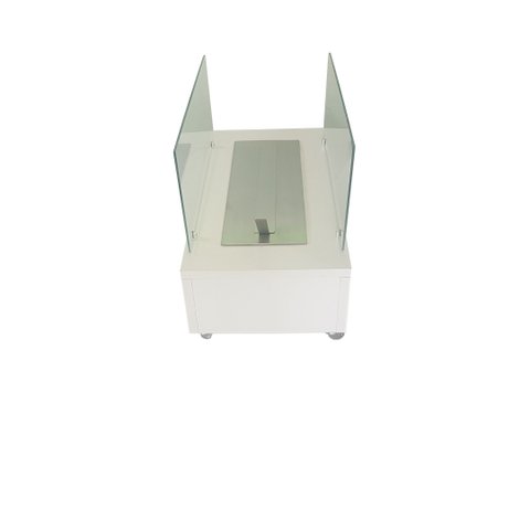 Lareira Ecológica 60 Cm Inox Etanol Álcool Rodízios Vidros Aquecedor Branca Branco