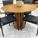 Ver imagem 3 de Mesa Jantar Redonda com 4 Cadeiras Estofadas 105cm Mdf Cor:freijó e Grafite