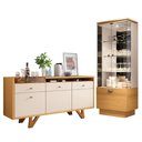Ver imagem 1 de Sala de Jantar com Cristaleira Aura e Buffet Aparador Sollare Cinamomo/off White - Hb Móveis