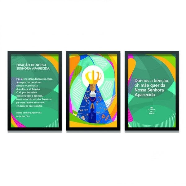 Conjunto 3 Quadros Decorativos Nossa Senhora Aparecida Los Quadros - 1