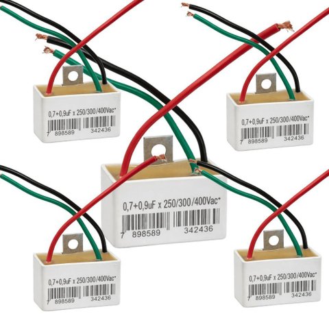 Kit 5 Capacitor 3 Fios 0,7 0,9 Uf X 250/400 V Chapa Trio