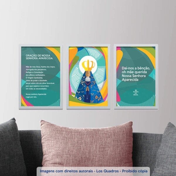 Conjunto 3 Quadros Decorativos Nossa Senhora Aparecida Los Quadros - 2