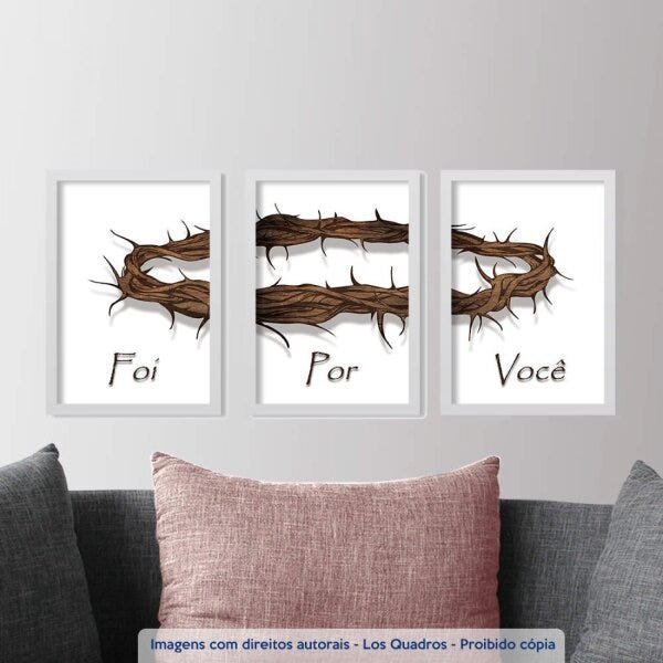 Conjunto 3 Quadros Decorativos Coroa De Espinhos Los Quadros - 2