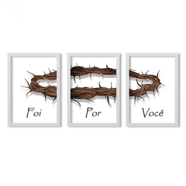 Conjunto 3 Quadros Decorativos Coroa De Espinhos Los Quadros - 1