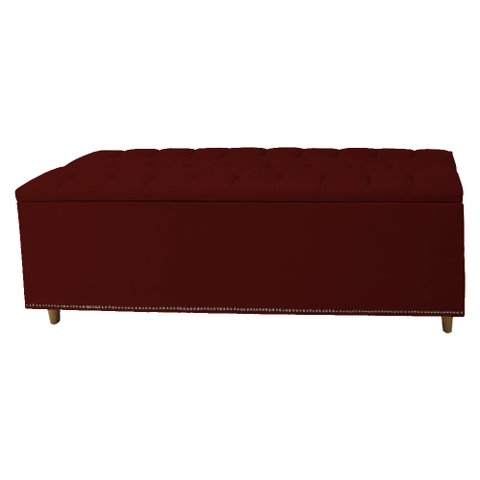 Calçadeira Recamier Baú Casal 140cm Diana Suede Bordô - DS Estofados
