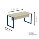 Ver imagem 4 de Escrivaninha Mesa Escritório X 150cm Industrial Castanheira e Azul Delrei Cinza