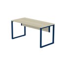 Ver imagem 5 de Escrivaninha Mesa Escritório X 150cm Industrial Castanheira e Azul Delrei Cinza
