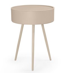 Mesa Lateral/Apoio Redonda Multifuncional Mônaco - Nude - 4