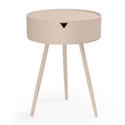 Mesa Lateral/Apoio Redonda Multifuncional Mônaco - Nude - 1