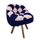 Ver imagem 2 de Poltrona Paloma Escritório Sala Giratória Madeira Suede Azul Marinho e Suede Rosa Bebê - Dominic Dec