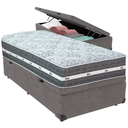 Ver imagem 1 de Cama Box Baú Cinza e Colchão Black Graphite Molas Ensacadas Solteiro 88x188x27 Anjos