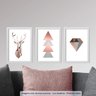 Conjunto 3 Quadros Decorativos Cervo Diamante Los Quadros - 2
