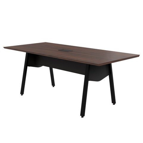 Mesa de Reunião 200cm para 8 Pessoas com Caixa de Tomadas Industrial Executive Prata/Louro Preto