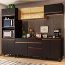Ver imagem 1 de Armário de Cozinha Completa 260cm Preto/Rustic Reims Madesa 02