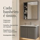 Ver imagem 3 de Conjunto de Banheiro Gabinete com Pia e Espelheira 3 Portas Suspenso 60cm Multimóveis CR10171